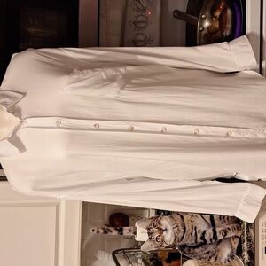D womens April Kiss solid white long sleeve button down shirt Xl